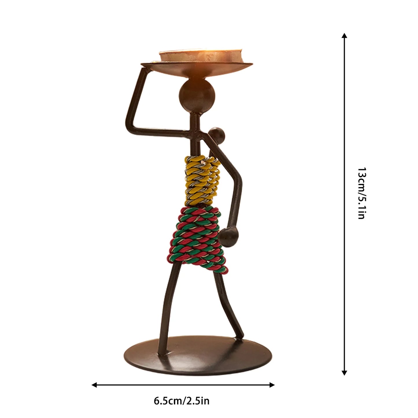 Hardworking Women-Inspired Metal Candle Holder – Decorative Candlestick with Rope Embellishment for Home, Wedding, and Event Centerpieces