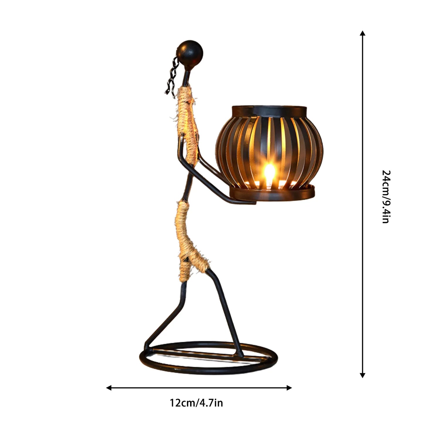 Hardworking Women-Inspired Metal Candle Holder – Decorative Candlestick with Rope Embellishment for Home, Wedding, and Event Centerpieces