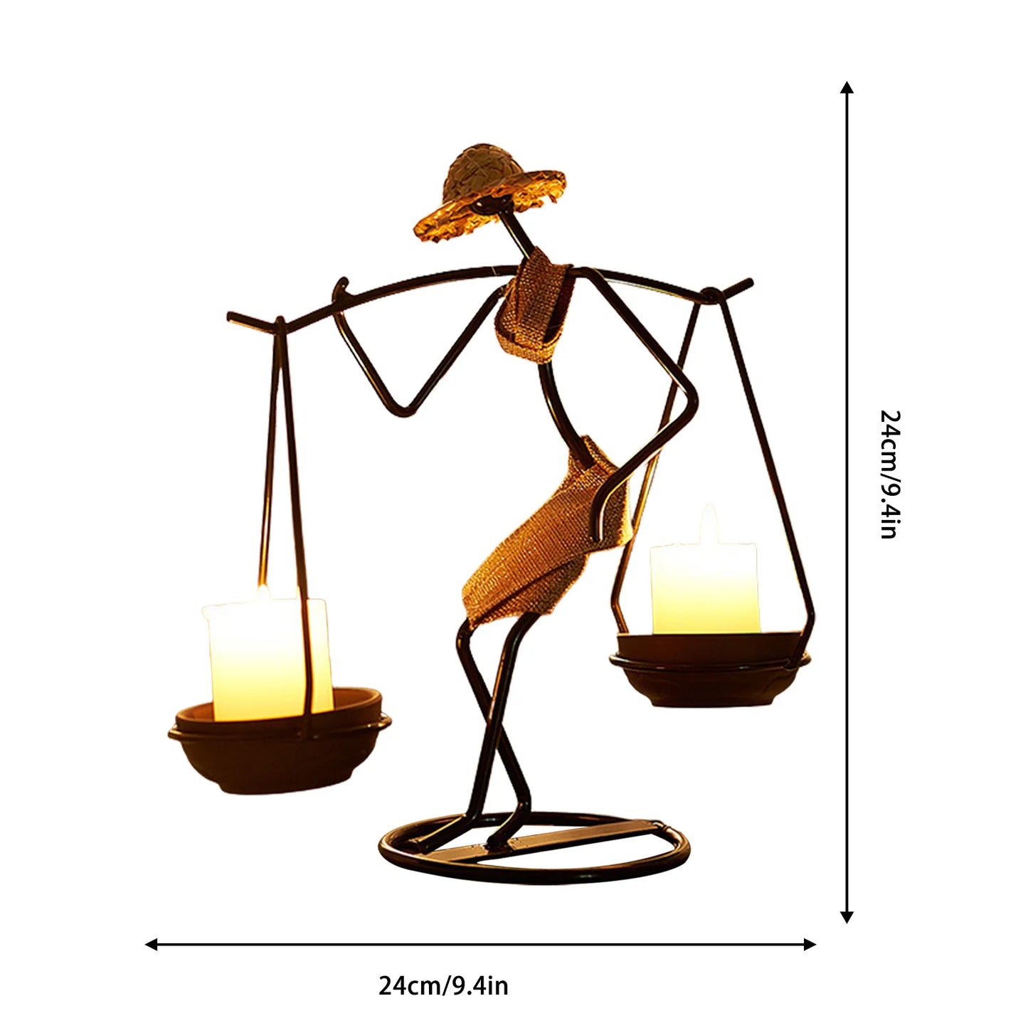 Hardworking Women-Inspired Metal Candle Holder – Decorative Candlestick with Rope Embellishment for Home, Wedding, and Event Centerpieces