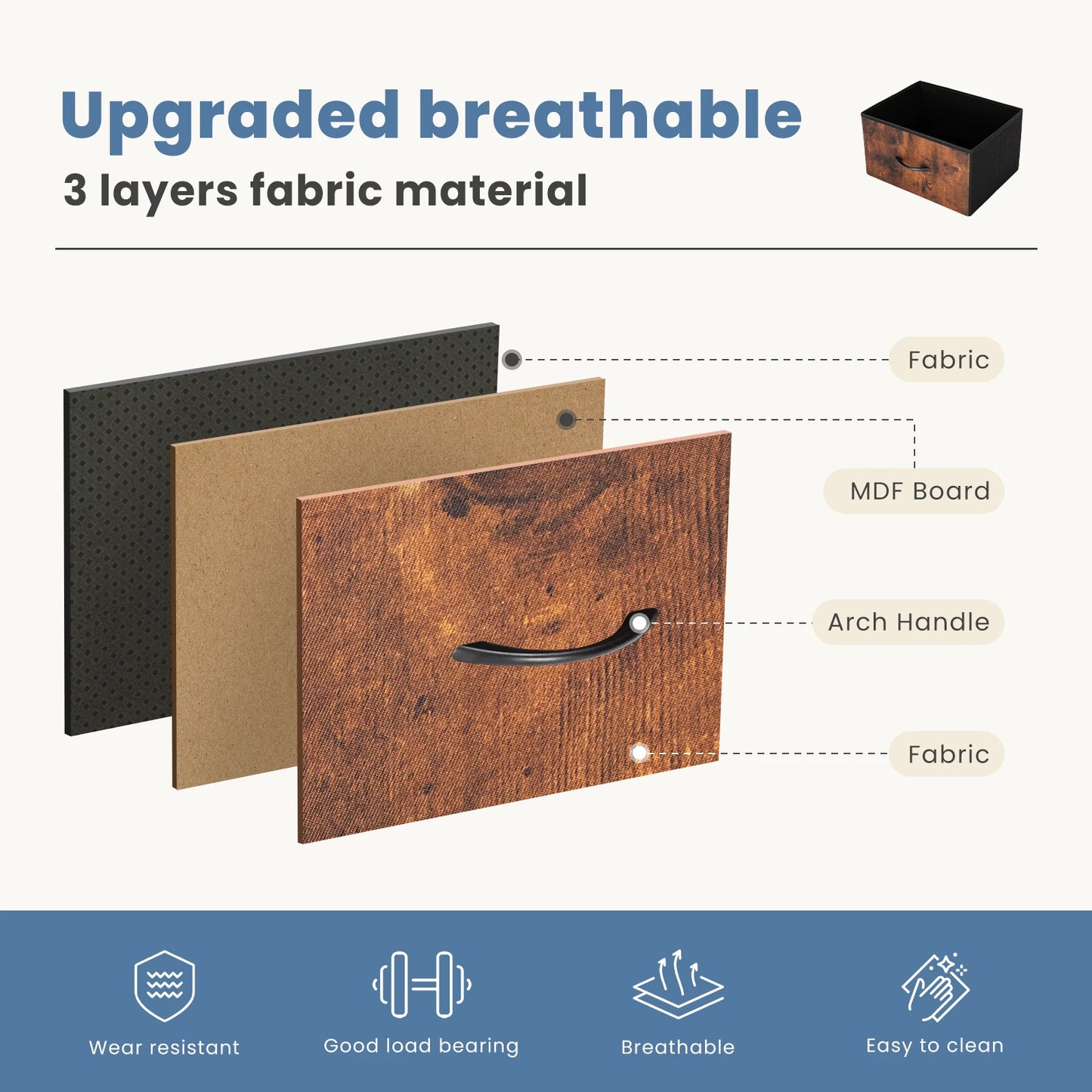Fireplace TV Stand with 5 Fabric Drawers – Modern Storage Dresser for Bedroom & Living Room