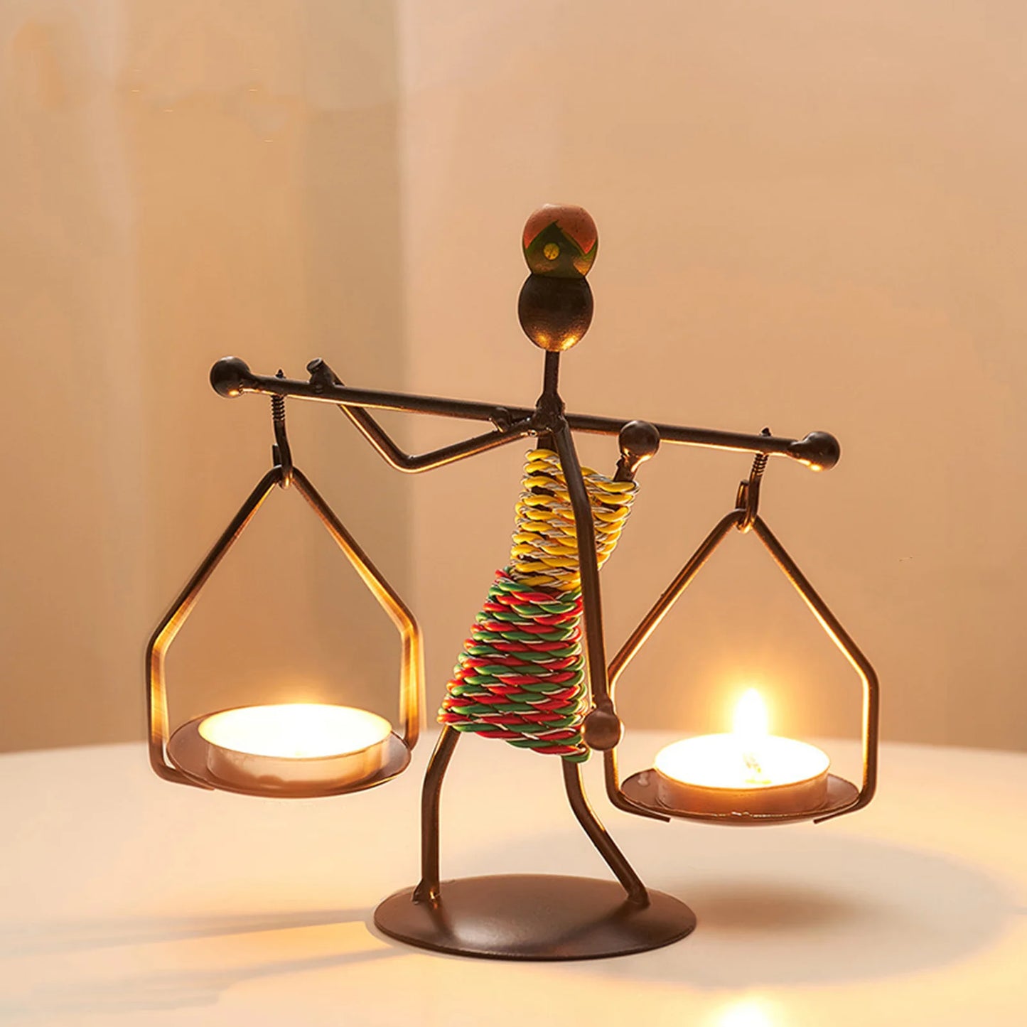 Hardworking Women-Inspired Metal Candle Holder – Decorative Candlestick with Rope Embellishment for Home, Wedding, and Event Centerpieces