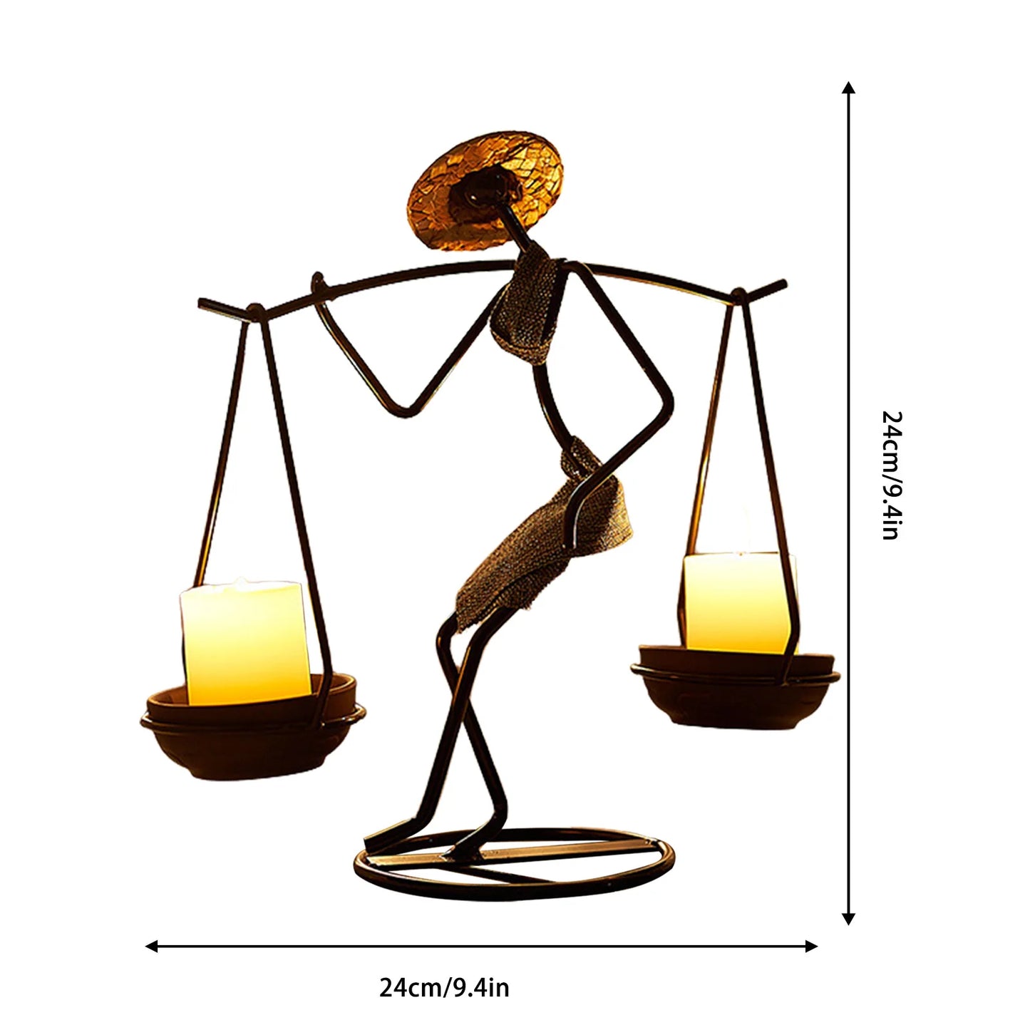 Hardworking Women-Inspired Metal Candle Holder – Decorative Candlestick with Rope Embellishment for Home, Wedding, and Event Centerpieces
