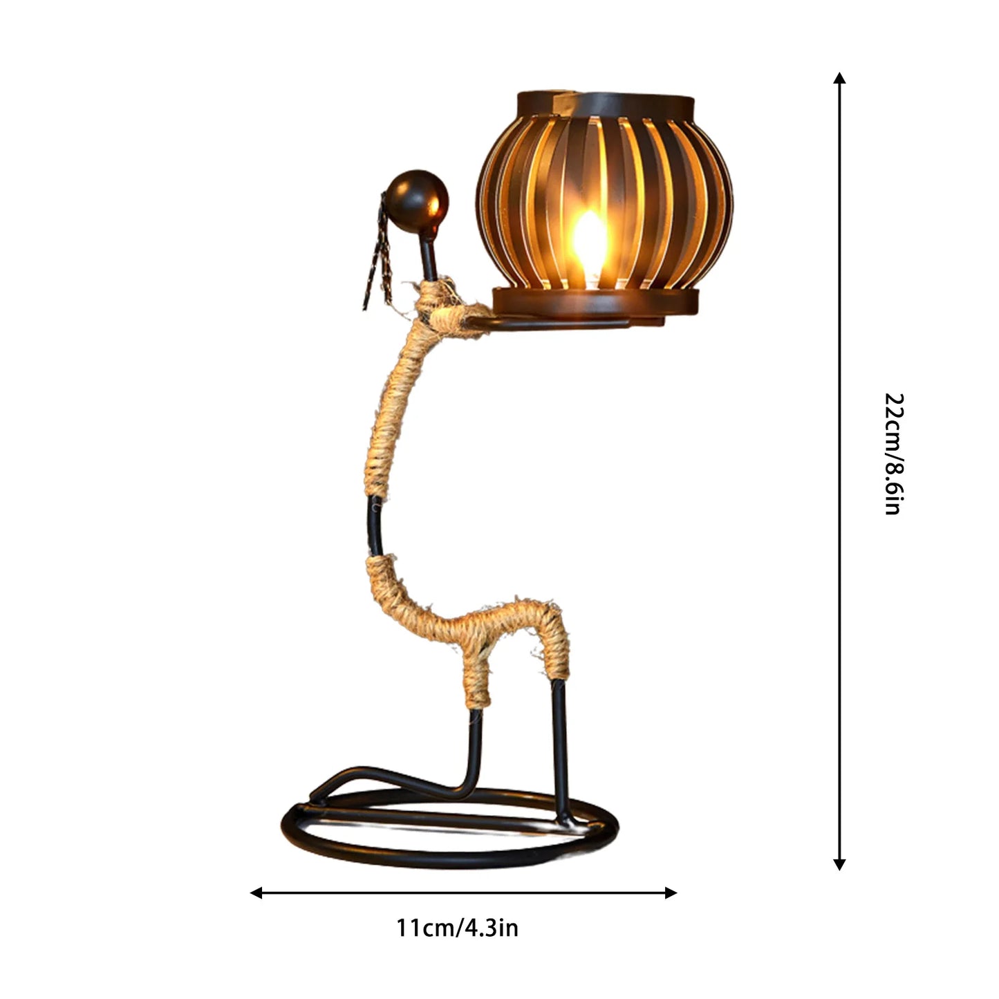 Hardworking Women-Inspired Metal Candle Holder – Decorative Candlestick with Rope Embellishment for Home, Wedding, and Event Centerpieces