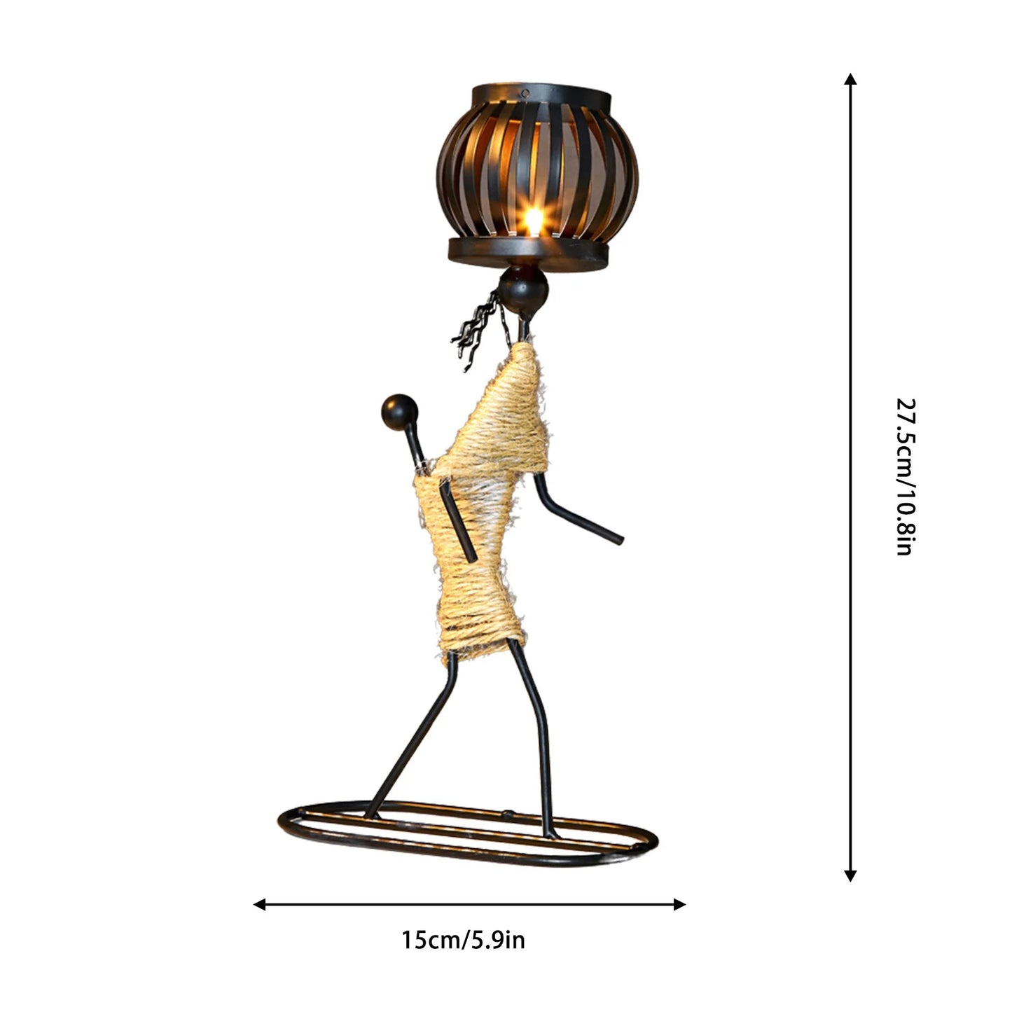 Hardworking Women-Inspired Metal Candle Holder – Decorative Candlestick with Rope Embellishment for Home, Wedding, and Event Centerpieces