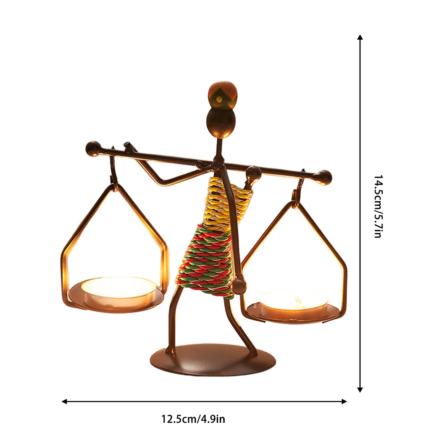 Hardworking Women-Inspired Metal Candle Holder – Decorative Candlestick with Rope Embellishment for Home, Wedding, and Event Centerpieces