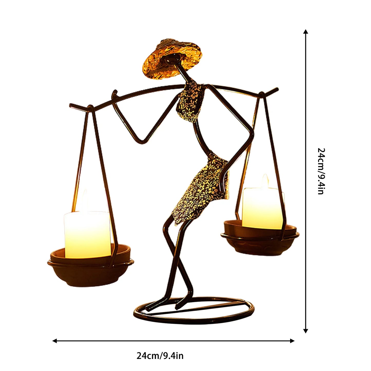 Hardworking Women-Inspired Metal Candle Holder – Decorative Candlestick with Rope Embellishment for Home, Wedding, and Event Centerpieces