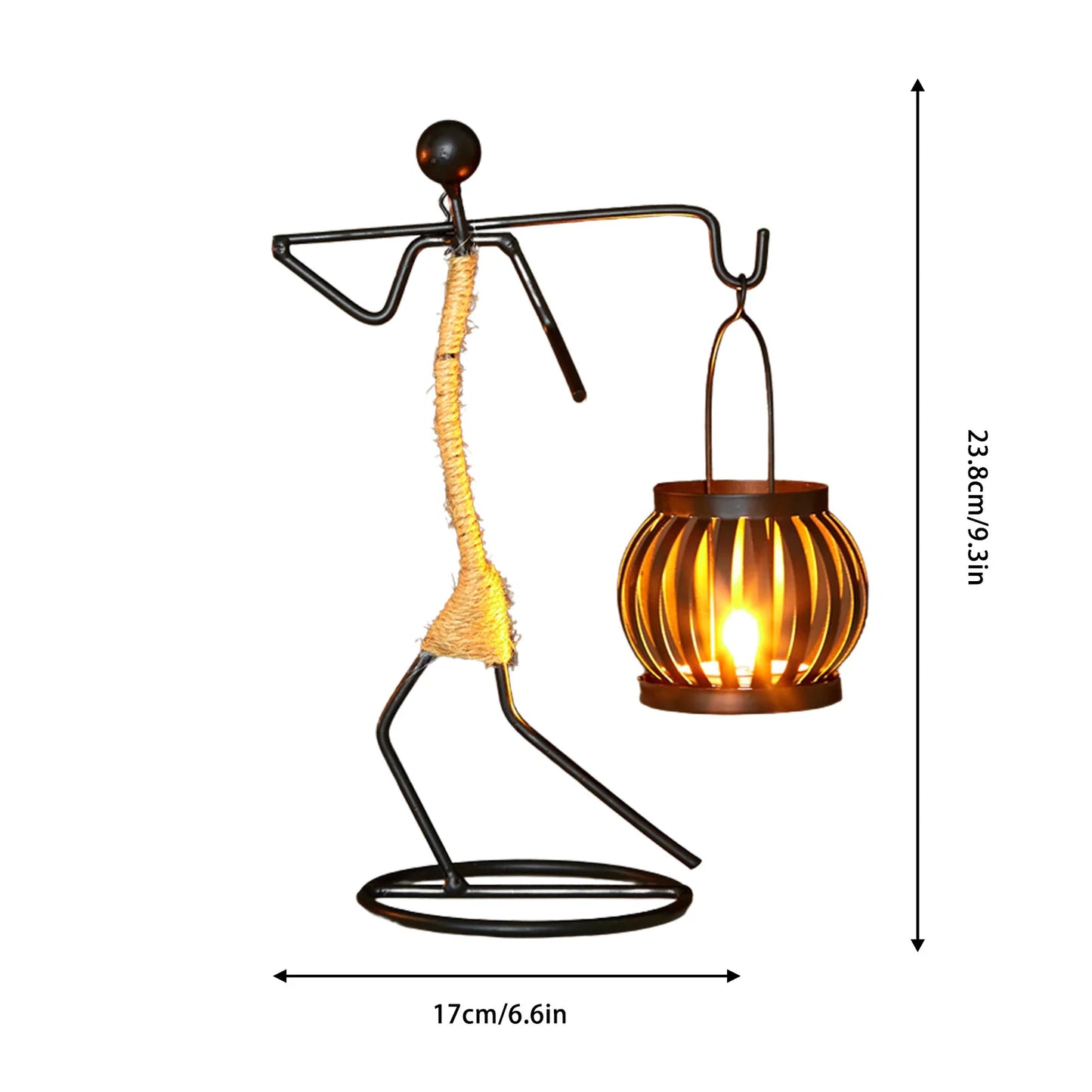 Hardworking Women-Inspired Metal Candle Holder – Decorative Candlestick with Rope Embellishment for Home, Wedding, and Event Centerpieces