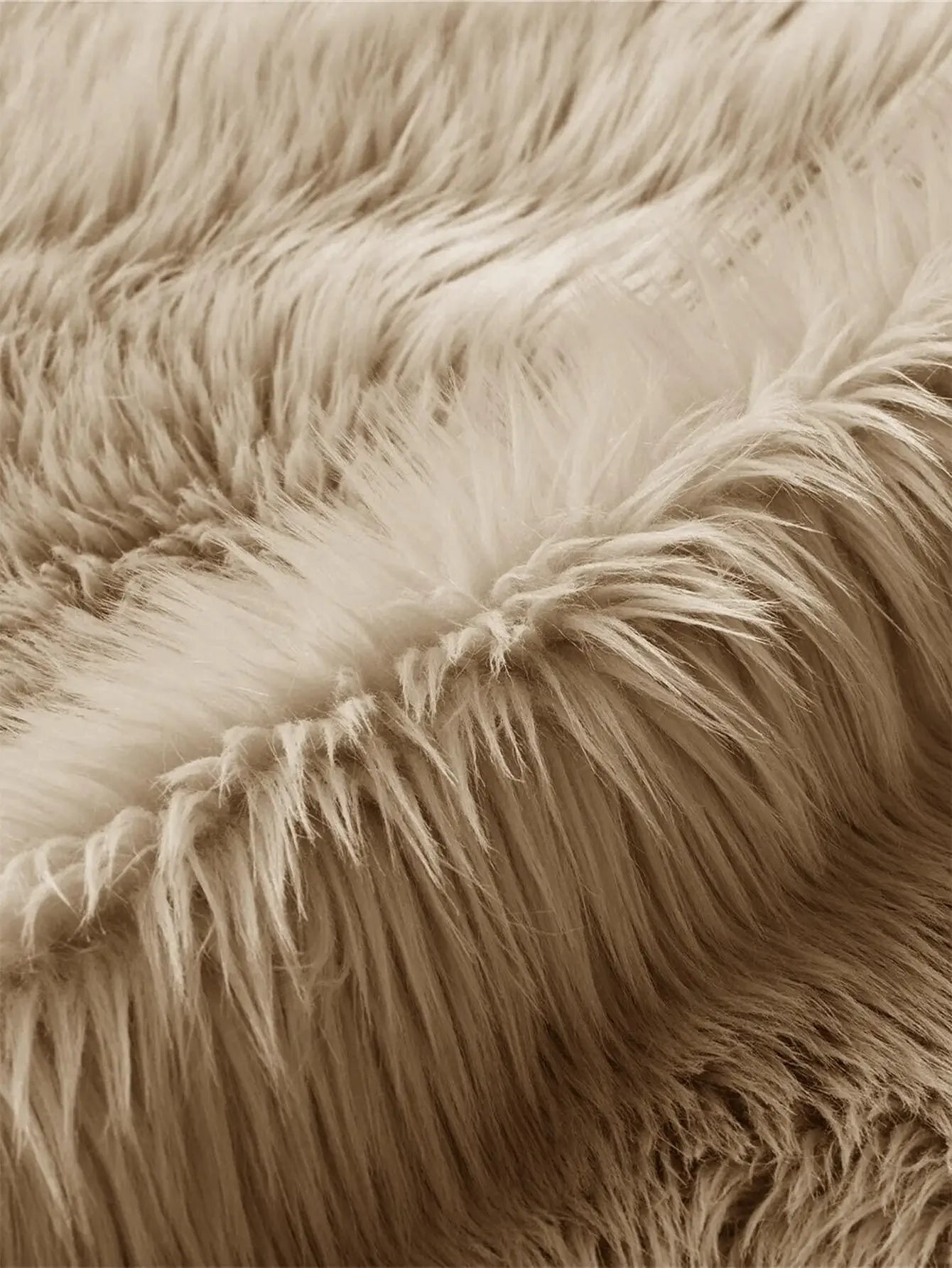 Faux Fur Khaki Large Wave Floor Mat – Soft, Anti-Slip Carpet for Bathroom, Bedroom, Living Room, and More