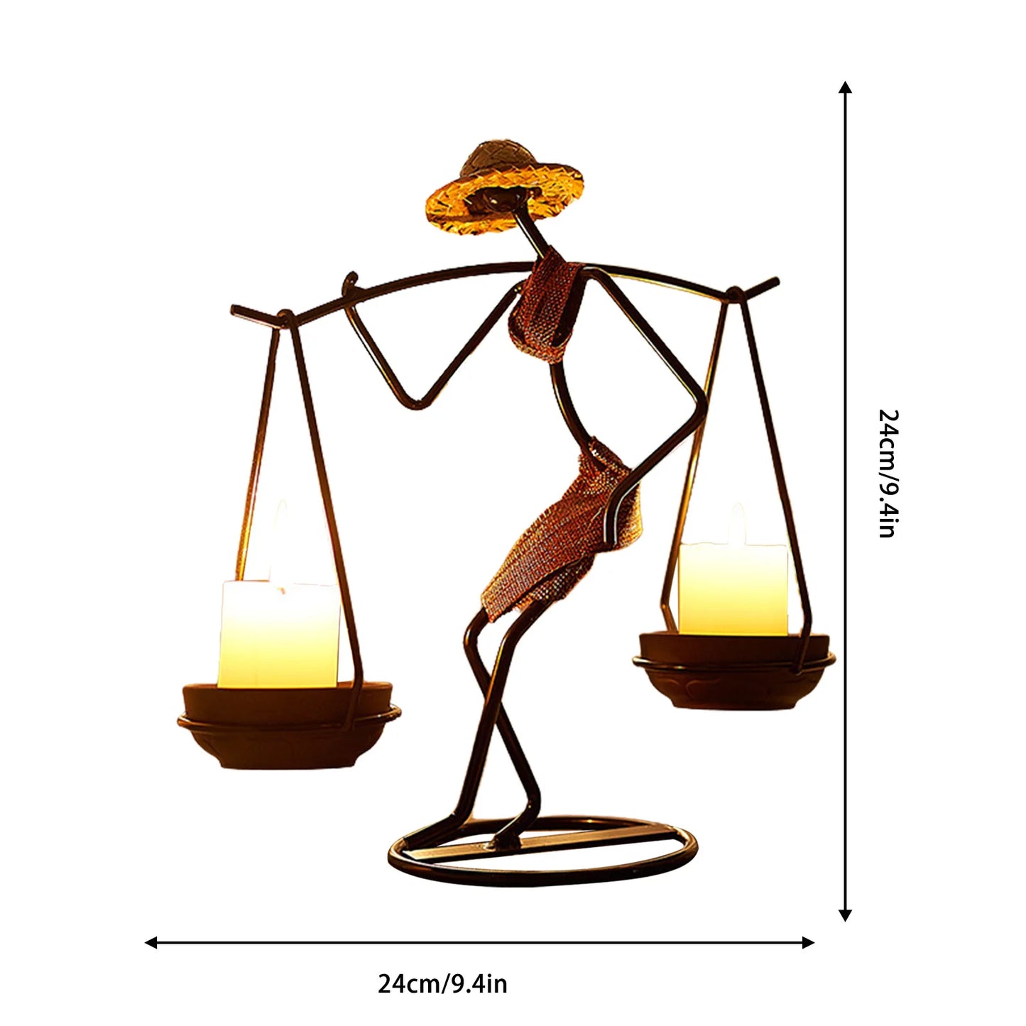 Hardworking Women-Inspired Metal Candle Holder – Decorative Candlestick with Rope Embellishment for Home, Wedding, and Event Centerpieces