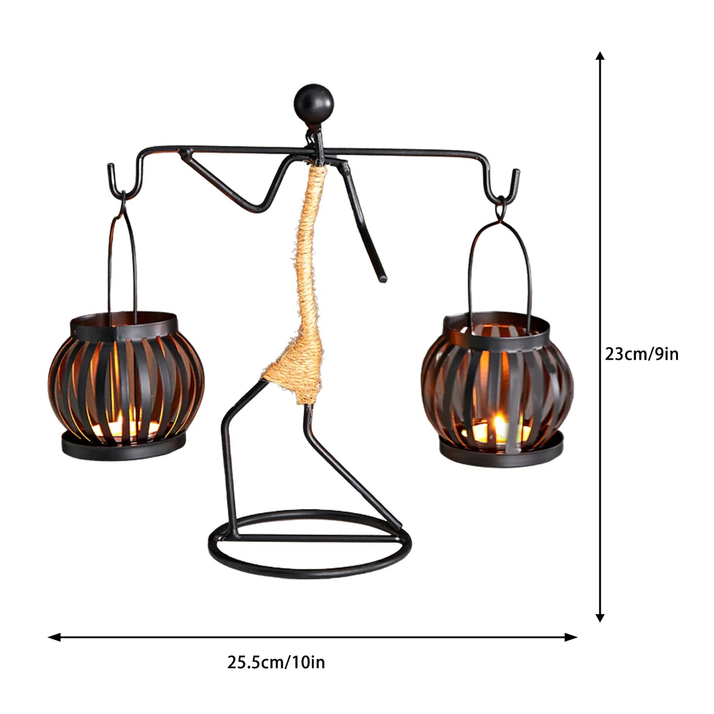 Hardworking Women-Inspired Metal Candle Holder – Decorative Candlestick with Rope Embellishment for Home, Wedding, and Event Centerpieces