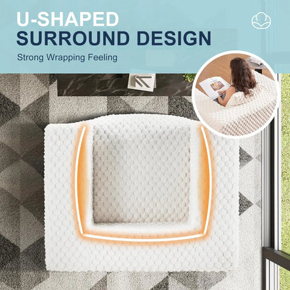Homguava Giant Bean Bag Chair with Ottoman & Pillow – High-Density Foam Bean Bag Couch for Adults – Large, Comfortable Seating for Living Room, Bedroom, Gaming Room (White)