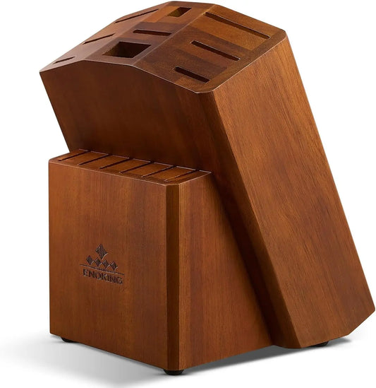 ENOKING 15-Slot Universal Knife Block – Acacia Wood Knife Holder for Kitchen Counter