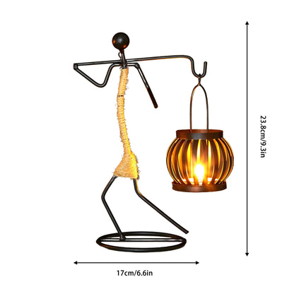 Hardworking Women-Inspired Metal Candle Holder – Decorative Candlestick with Rope Embellishment for Home, Wedding, and Event Centerpieces
