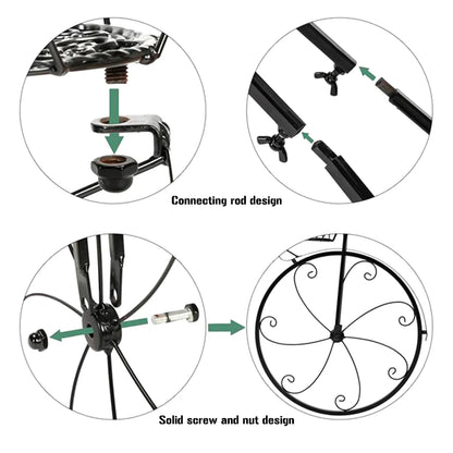 Vintage Charm 3-Tier Bicycle Plant Stand – Wrought Iron Tricycle Planter for Indoor & Outdoor Decor