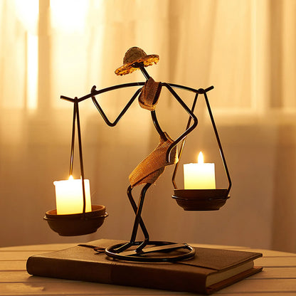 Hardworking Women-Inspired Metal Candle Holder – Decorative Candlestick with Rope Embellishment for Home, Wedding, and Event Centerpieces