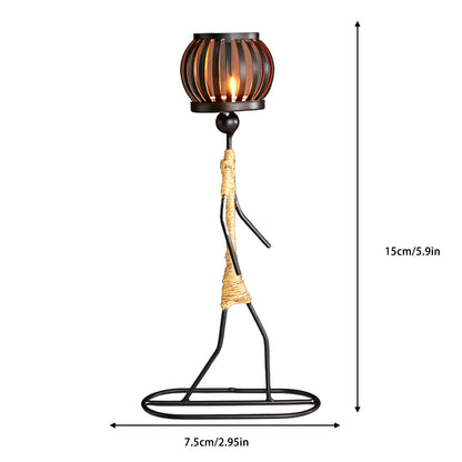 Hardworking Women-Inspired Metal Candle Holder – Decorative Candlestick with Rope Embellishment for Home, Wedding, and Event Centerpieces