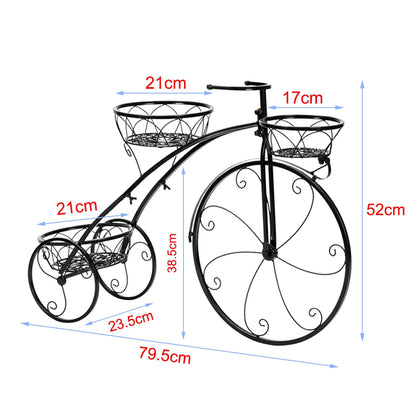 Vintage Charm 3-Tier Bicycle Plant Stand – Wrought Iron Tricycle Planter for Indoor & Outdoor Decor