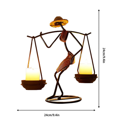 Hardworking Women-Inspired Metal Candle Holder – Decorative Candlestick with Rope Embellishment for Home, Wedding, and Event Centerpieces